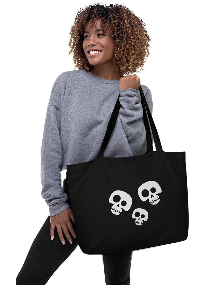 Halloween Skulls Tote - Treat Bag, Candy Bag, Cotton Tote, Grocery Tote