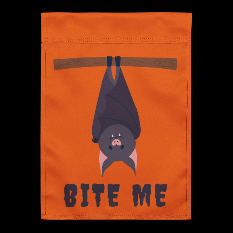 Halloween Garden Flag - 2 Sided - Haunted House and "Bite Me" Bat