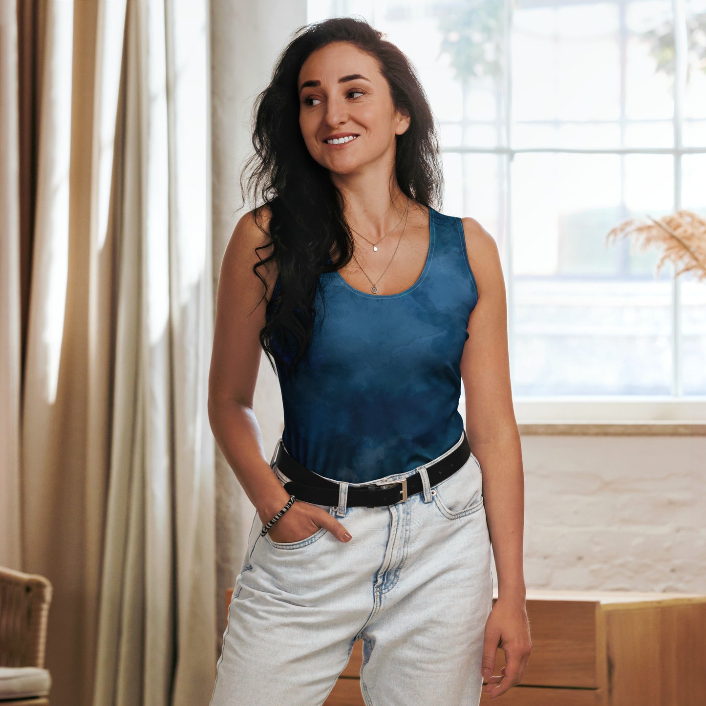 Indigo Tie-Dye Tank Top