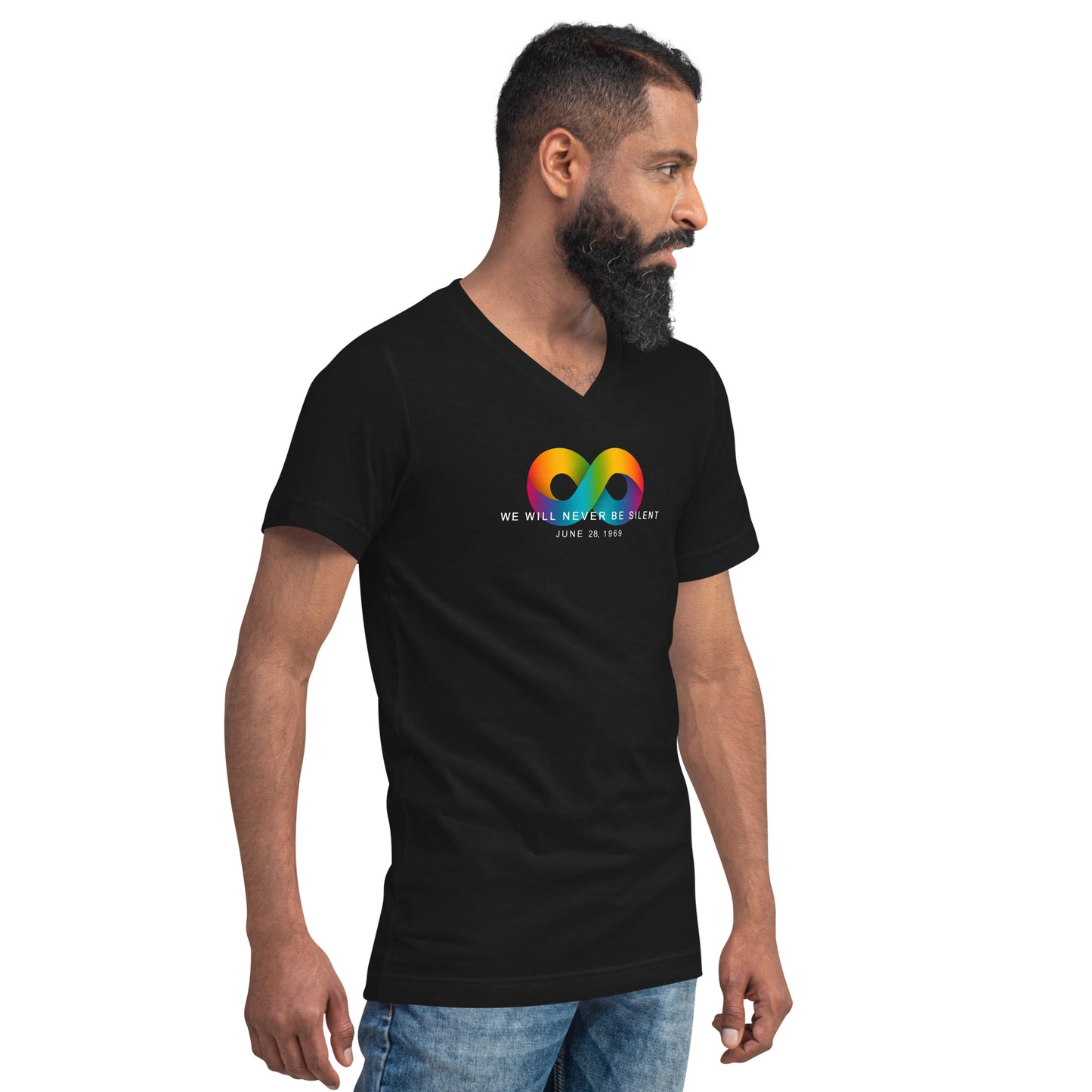 NEVER BE SILENT Stonewall Inn Commemorative V-Neck
