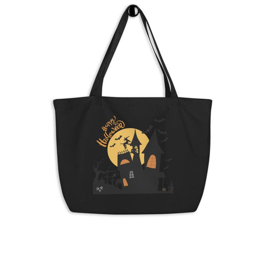 Halloween Haunted House Tote - Candy Bag Cotton Tote, Grocery Tote