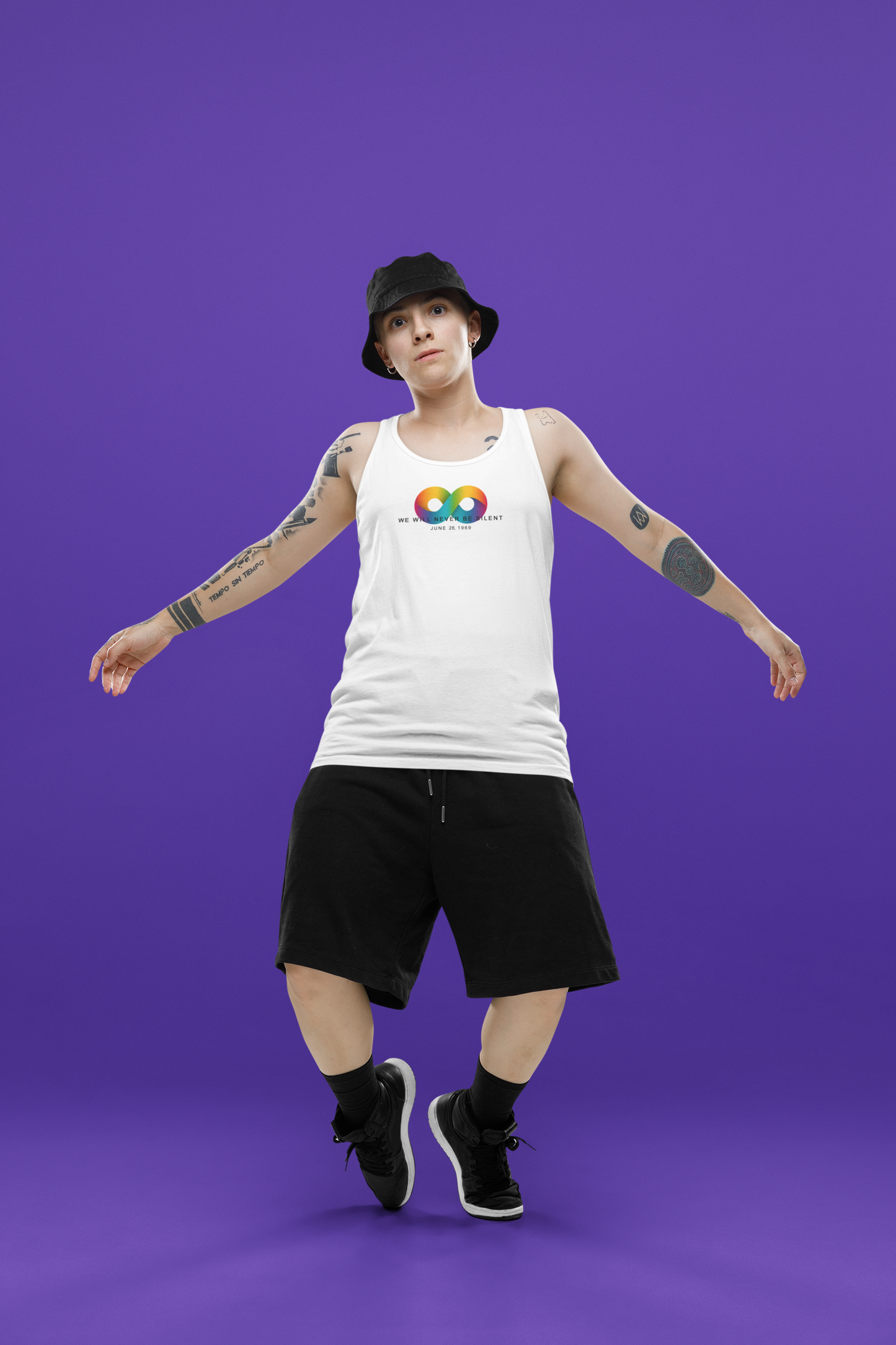 NEVER BE SILENT Stonewall Inn Anniversary Commemorative Tank Top [White]