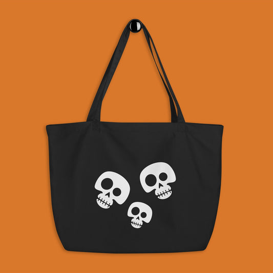 Halloween Skulls Tote - Treat Bag, Candy Bag, Cotton Tote, Grocery Tote
