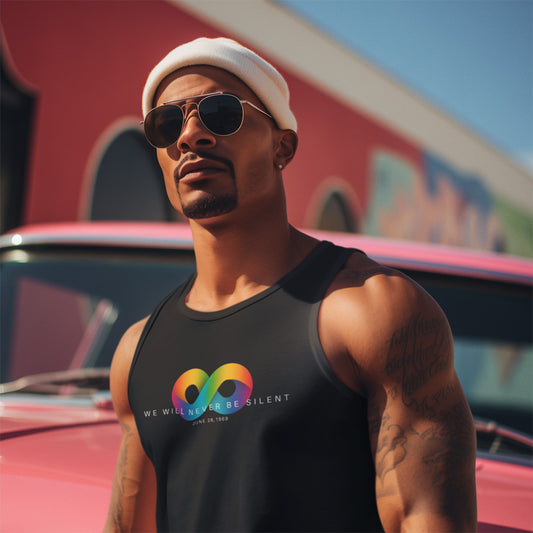 NEVER BE SILENT Stonewall Inn Anniversary Commemorative Tank Top [Black]
