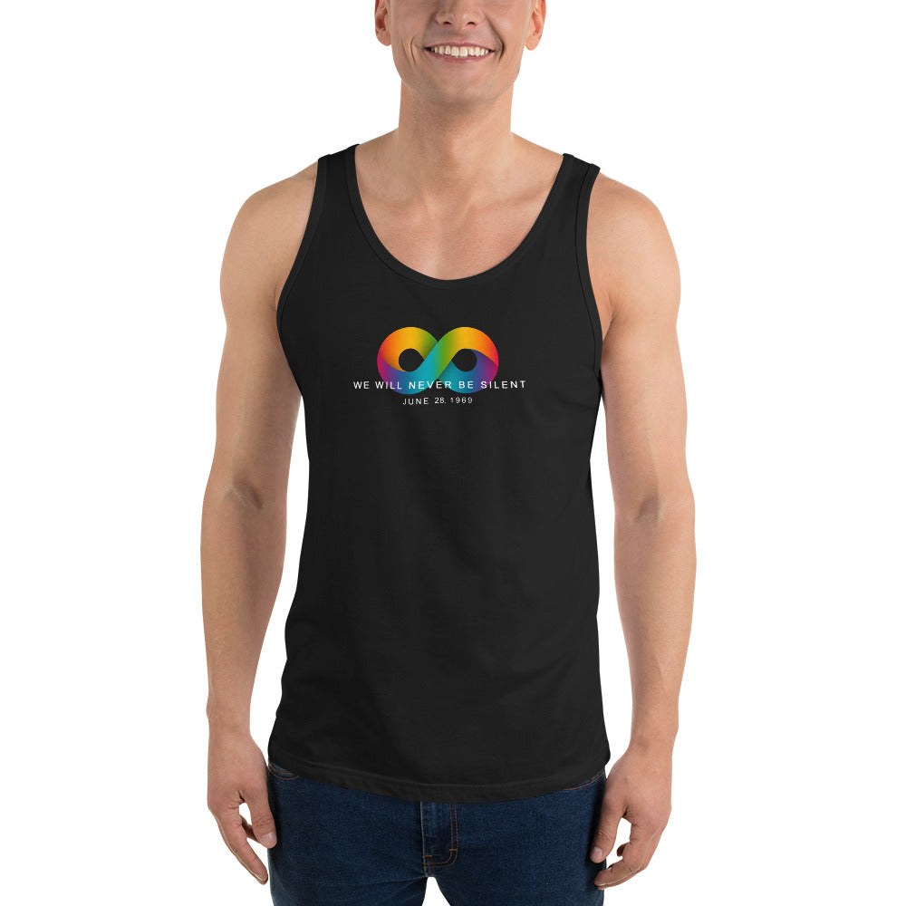NEVER BE SILENT Stonewall Inn Anniversary Commemorative Tank Top [Black]