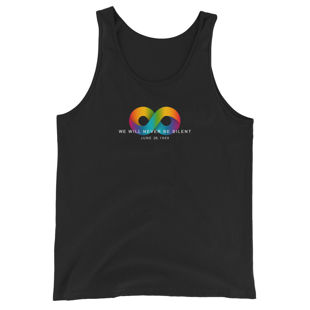 NEVER BE SILENT Stonewall Inn Anniversary Commemorative Tank Top [Black]