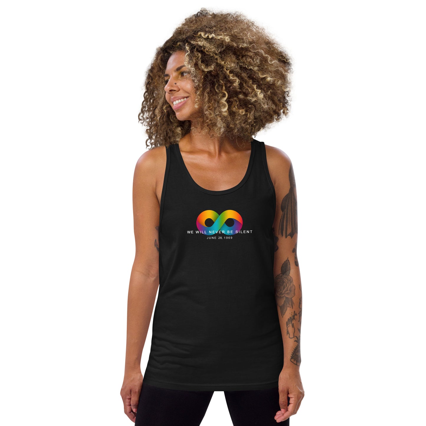 NEVER BE SILENT Stonewall Inn Anniversary Commemorative Tank Top [Black]