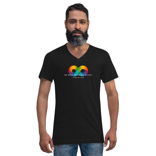 NEVER BE SILENT  Stonewall Inn Commemorative V-Neck
