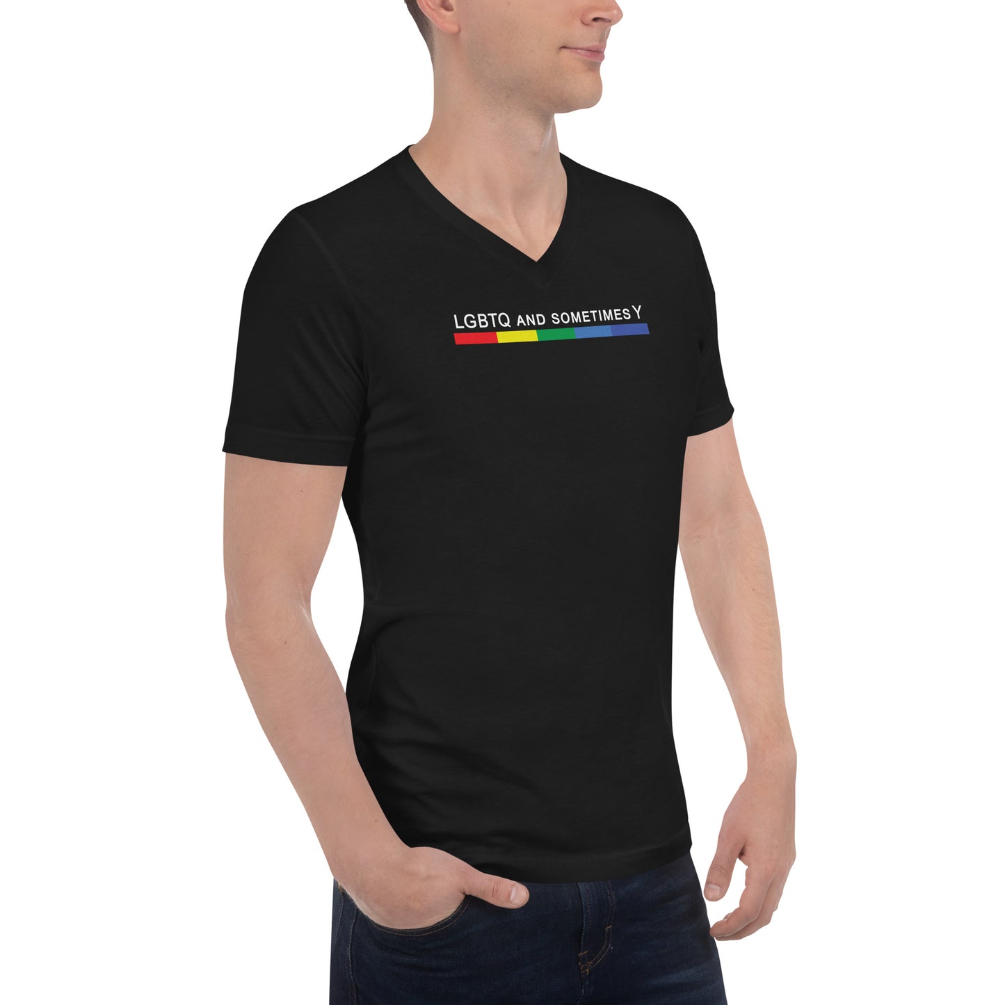 LGBTQ and Sometimes Y - V-Neck [Black]