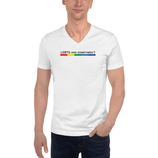 LGBTQ and Sometimes Y - V-Neck [White]