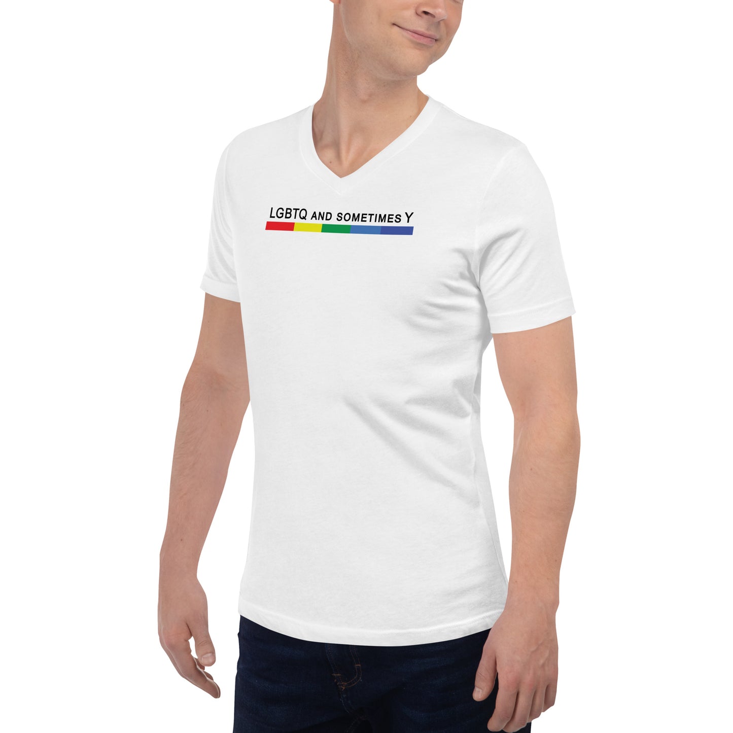 LGBTQ and Sometimes Y - V-Neck [White]