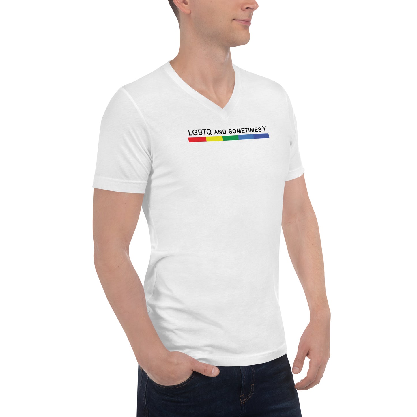 LGBTQ and Sometimes Y - V-Neck [White]